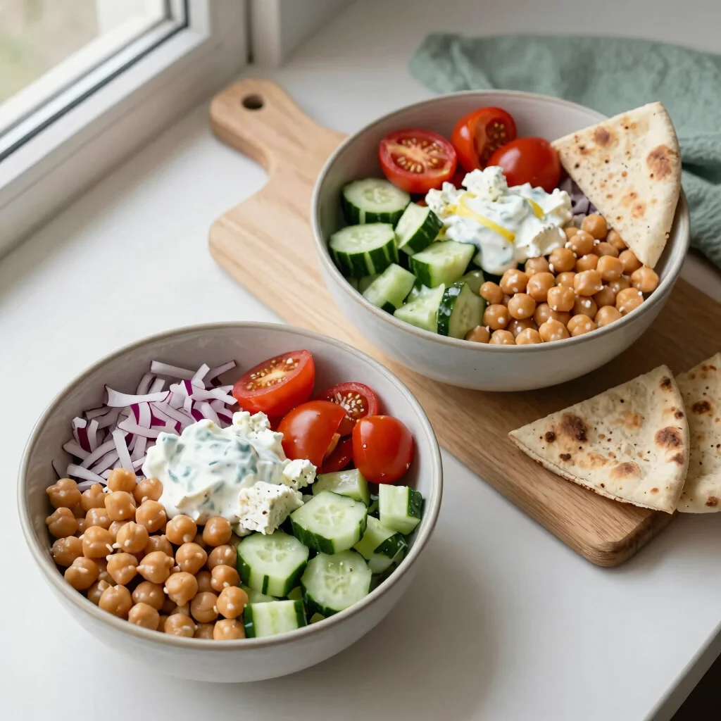 Cucumber Chickpea Pita Bowls for Lunch